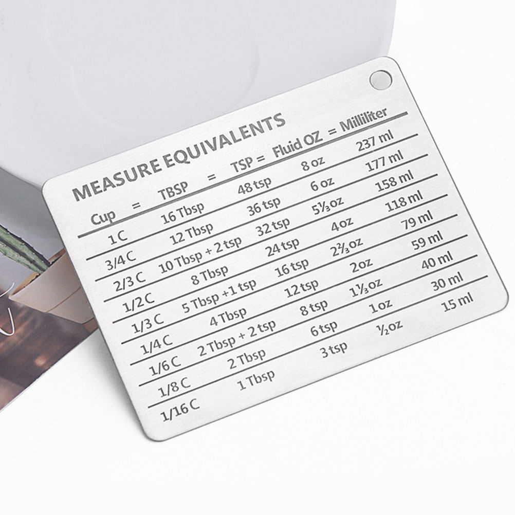 Kitchen Baking Conversion Chart - Compact Stainless Steel Baking Chart Magnet