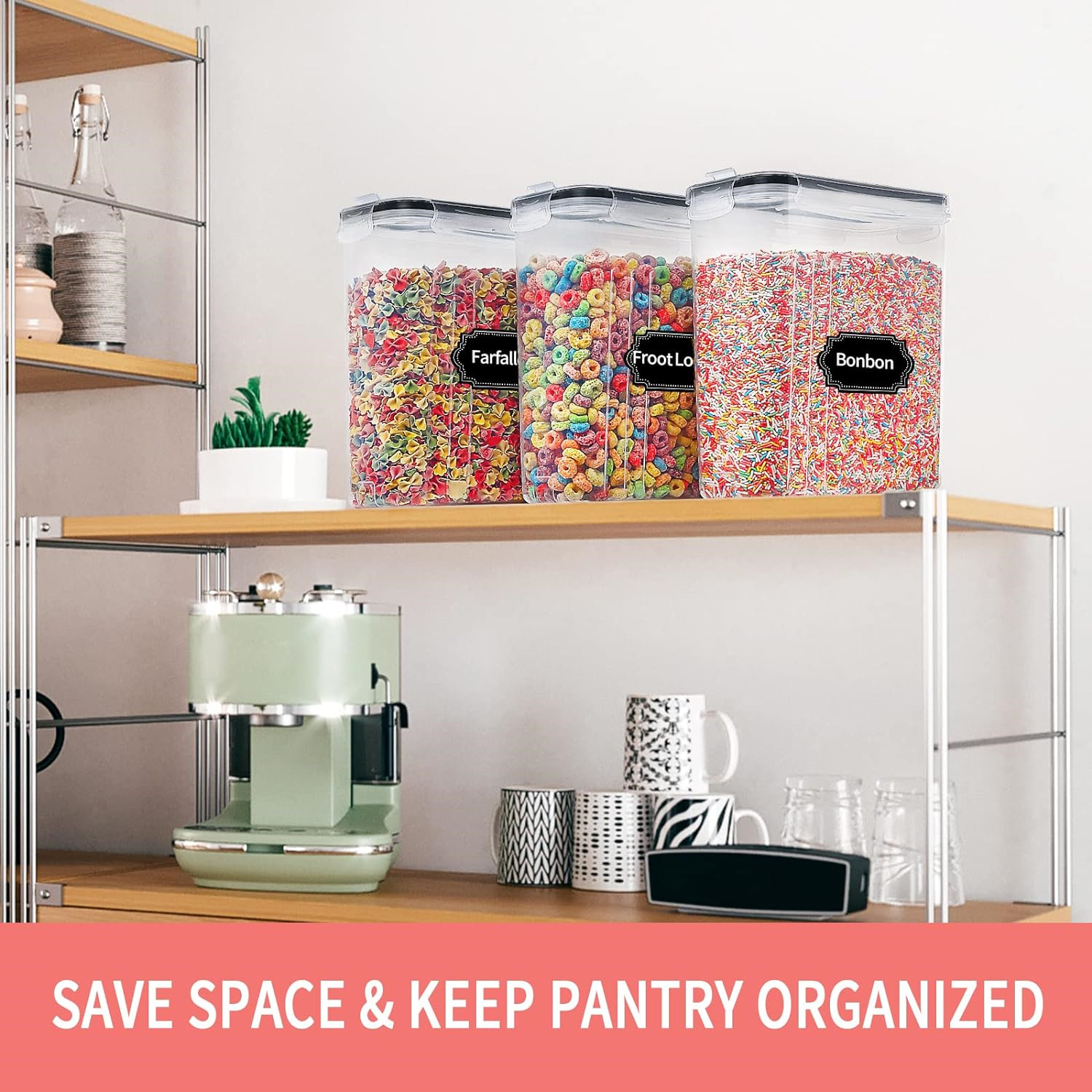 Kitchen Baking Tins - 2.5L Cereal Storage Containers with Lids