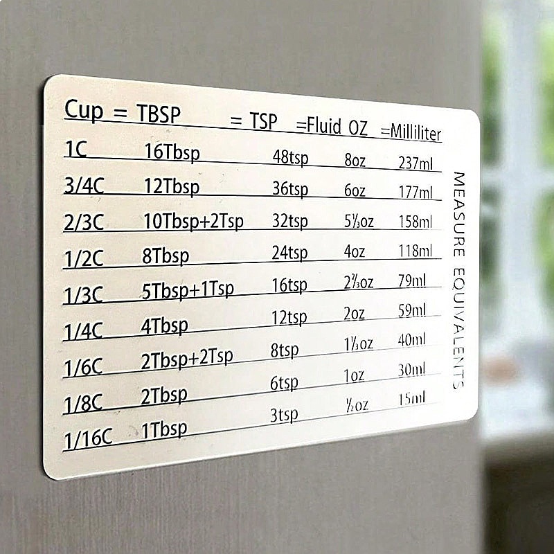 Kitchen Baking Conversion Chart - Kitchen Baking Magnetic Measuring Conversion Chart