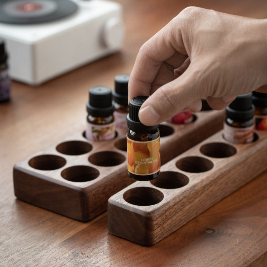 Kitchen Baking Essentials - Wooden Walnut Essential Oil Cosmetic Storage