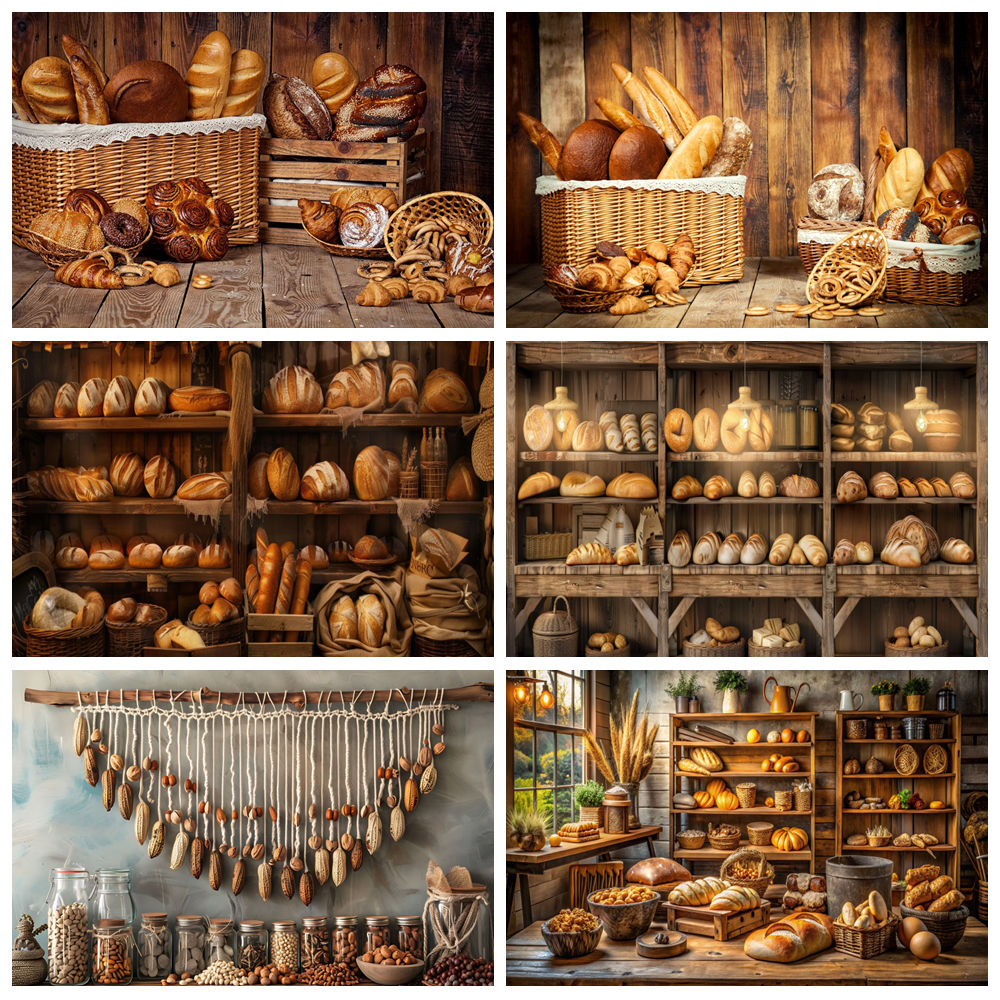 Kitchen Baking Background - Cooking Bread Backdrop for Photography Bakery