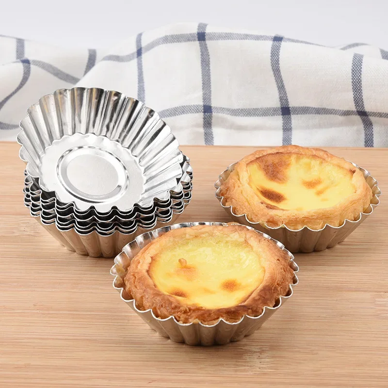 Kitchen Baking Tins - Aluminum 7cm Egg Tart Molds Stainless