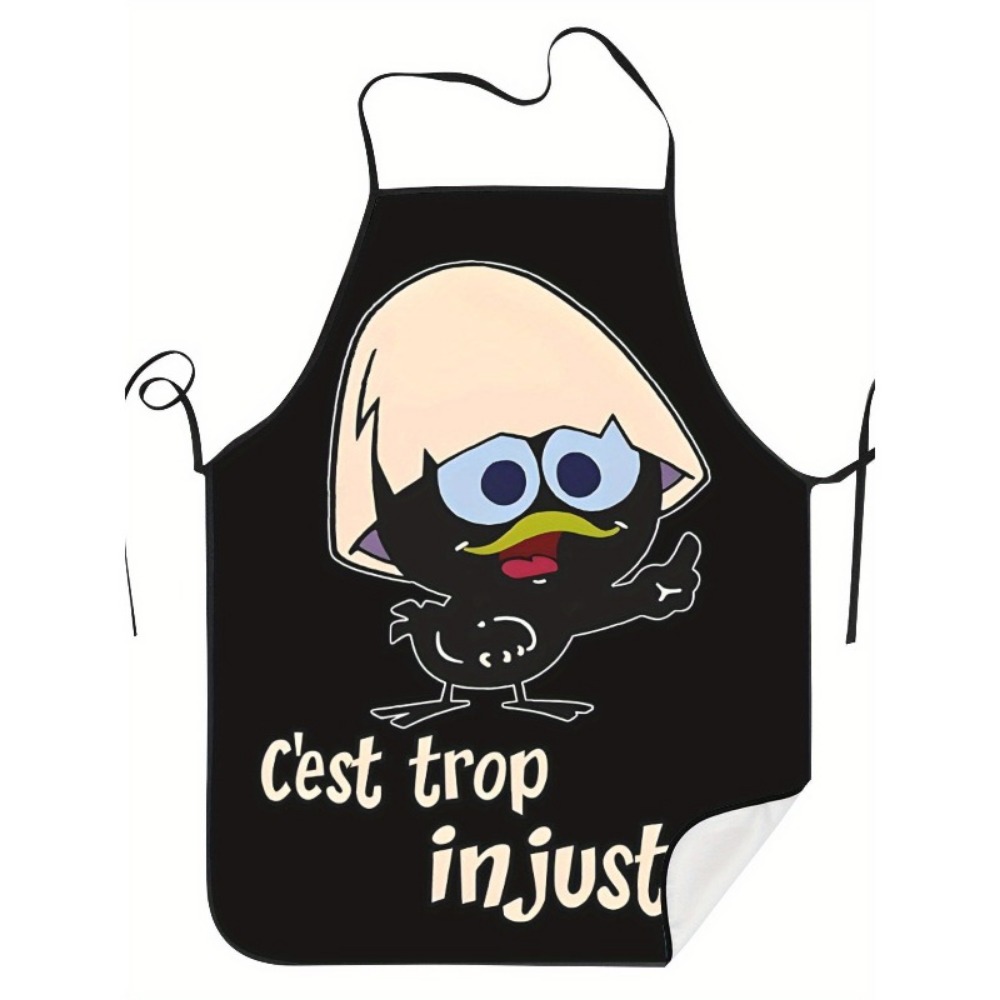 Kitchen Baking Background - Cartoon Chicken Print Apron Black Background