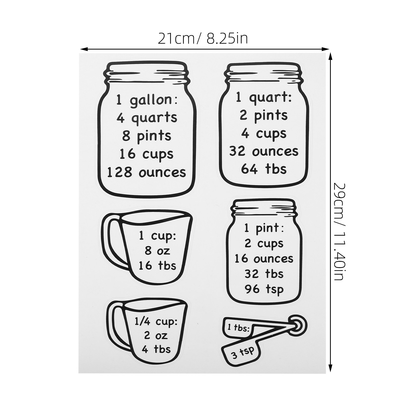 2Pcs Kitchen Measurement Conve - Kitchen Baking Conversion Chart recension och pris