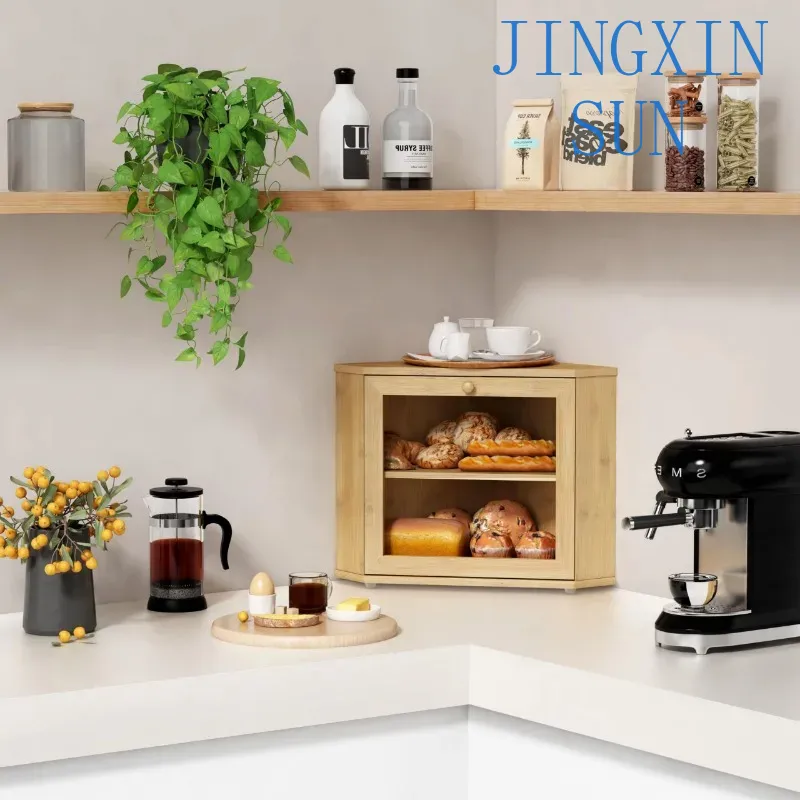 2 Tier Bamboo Corner Bread Box - Kitchen Baking Corner recension och pris