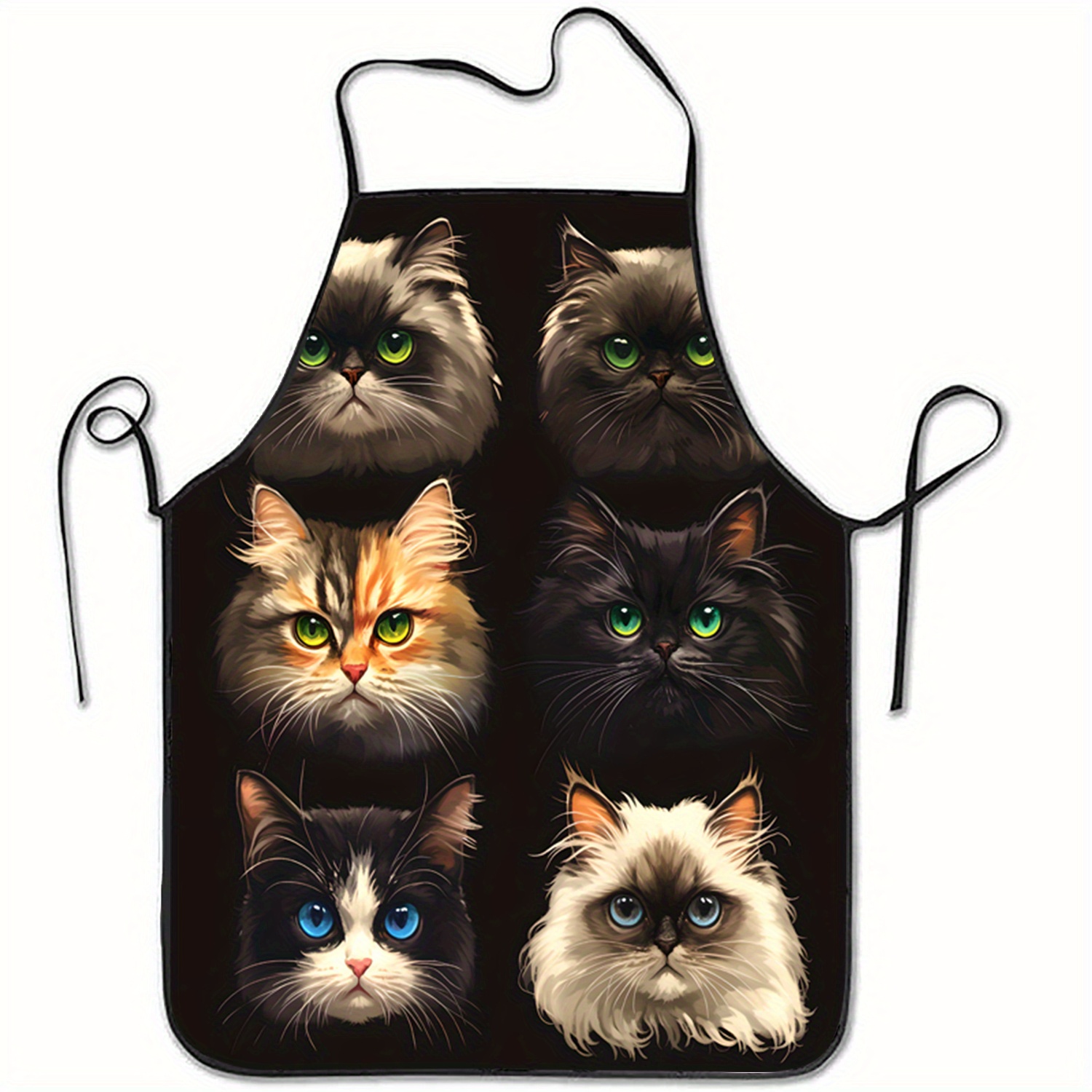 Cat Face Portrait Apron Black  - Kitchen Baking Background recension och pris