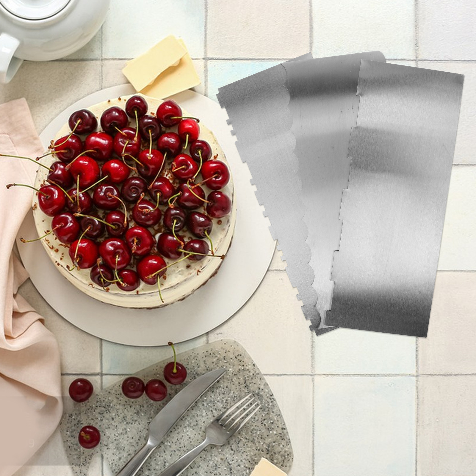 3Pcs Stainless Steel Cake Smoo - Fondant Smoother Set recension och pris