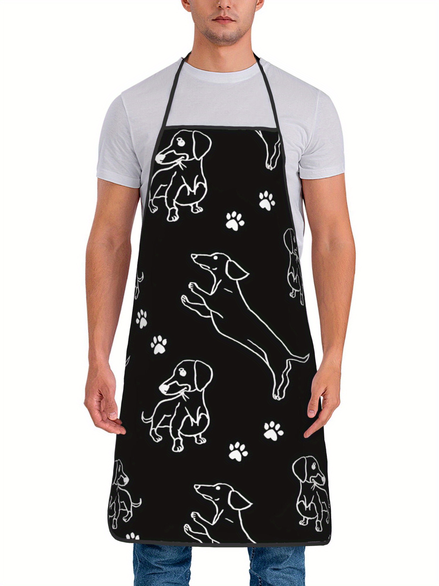 Dachshund Paw Print Apron Blac - Kitchen Baking Background recension och pris
