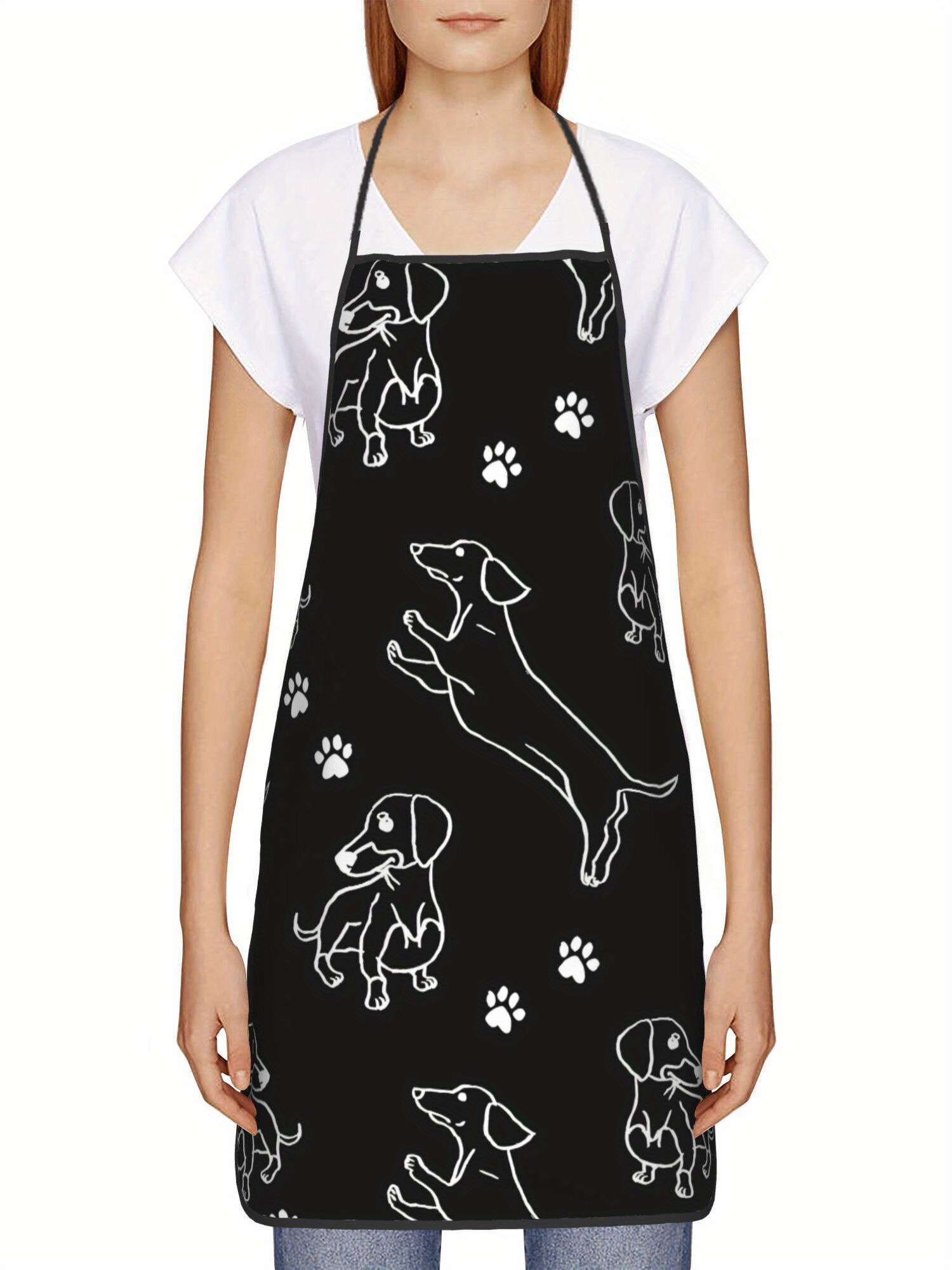 Dachshund Paw Print Apron Blac - Kitchen Baking Background recension och pris