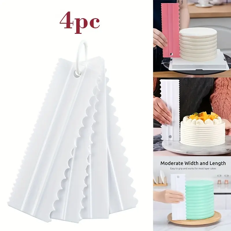 4Pcs Cake Scraper Set - Icing  - Fondant Smoother Set recension och pris