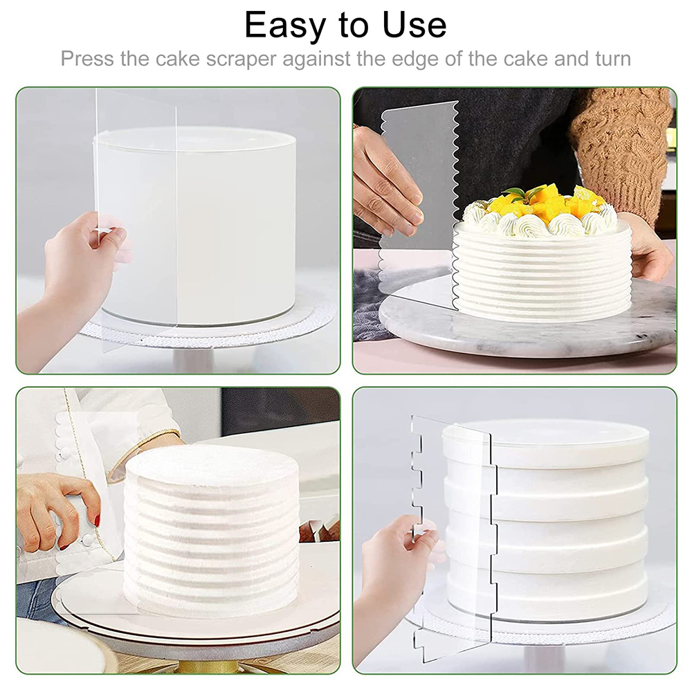 4/6 Pcs Acrylic Cake Decoratin - Fondant Smoother Set recension och pris