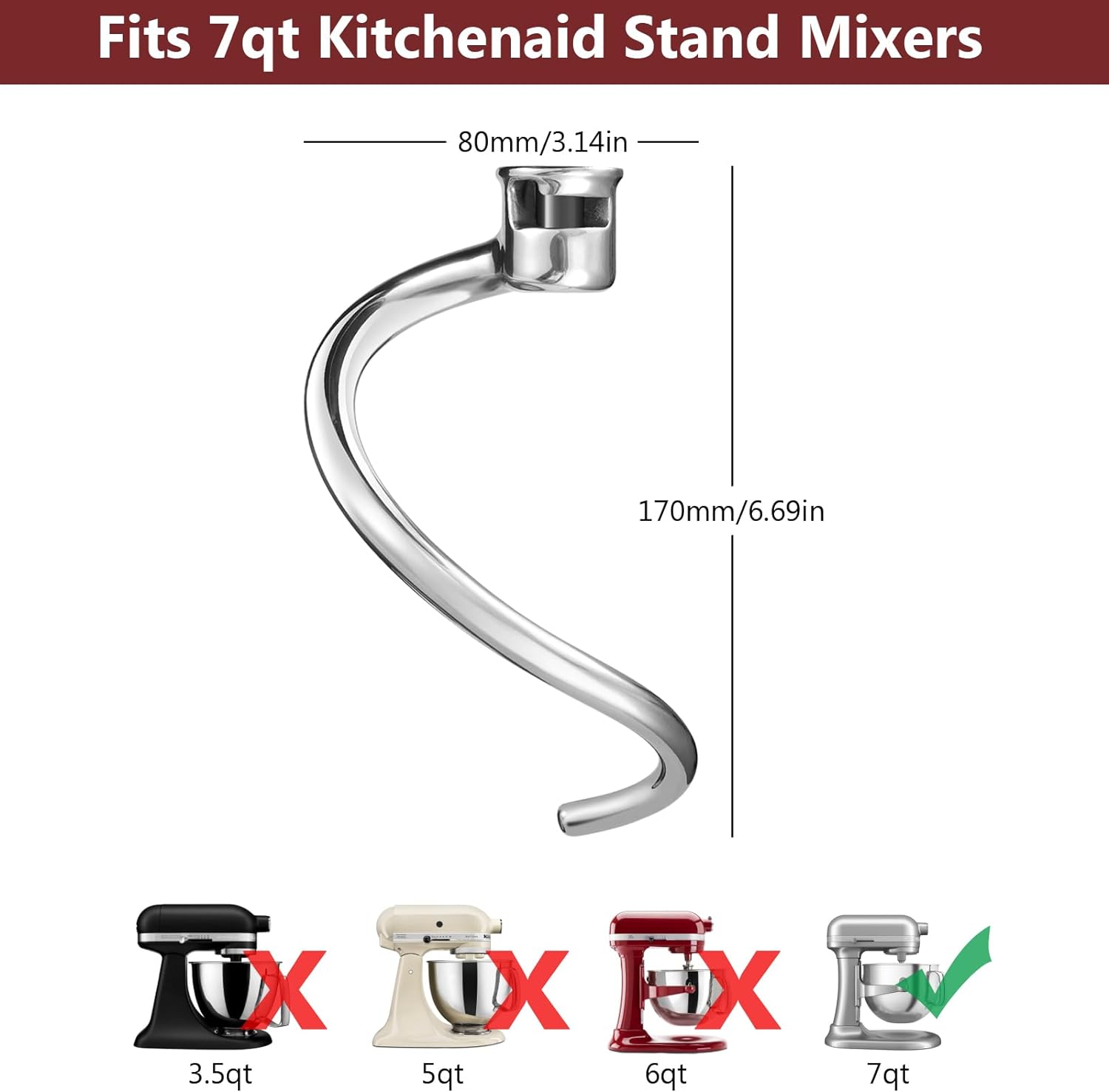Stainless Steel Dough Hook Att - Kitchen Aid Baking Bread recension och pris