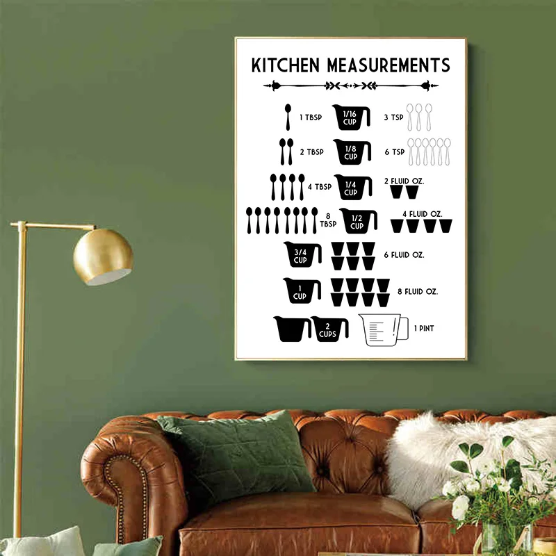 Minimalist Food Kitchen Measur - Kitchen Baking Conversion Chart recension och pris
