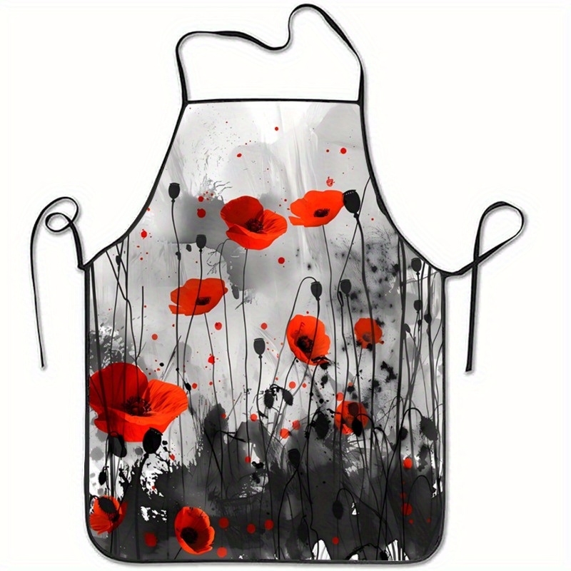 1pc Red Poppies Floral Print S - Kitchen Baking Background recension och pris