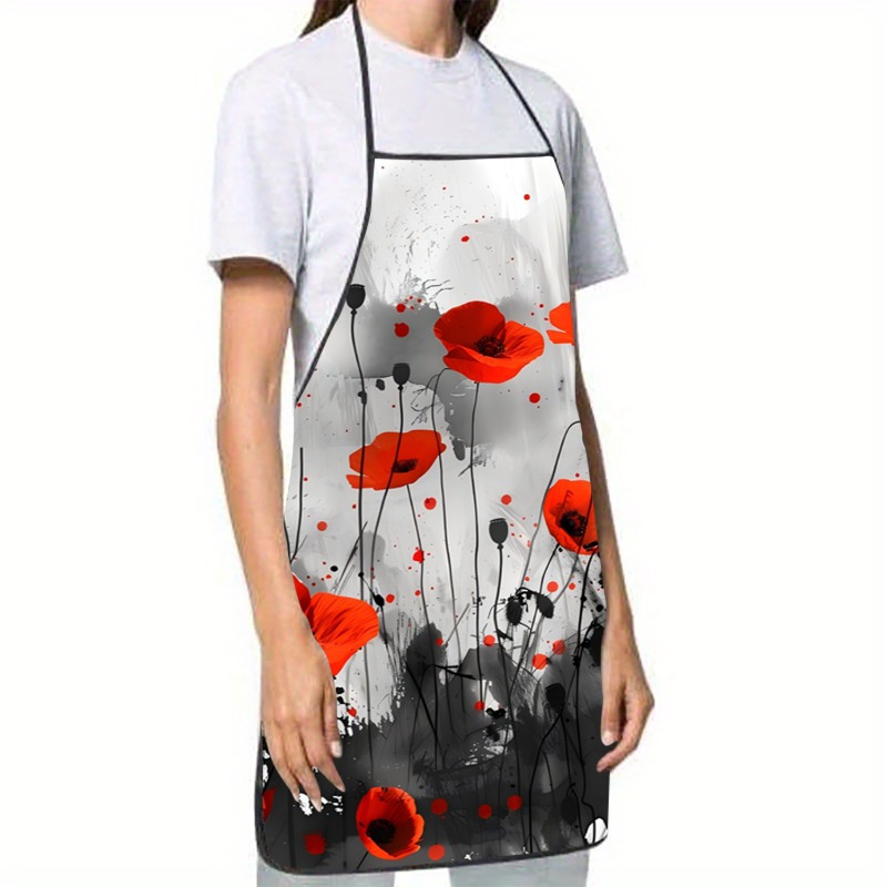 1pc Red Poppies Floral Print S - Kitchen Baking Background recension och pris